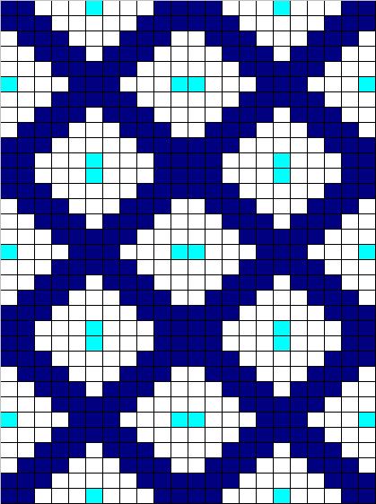 Counted cross stitch chart - blue lattice