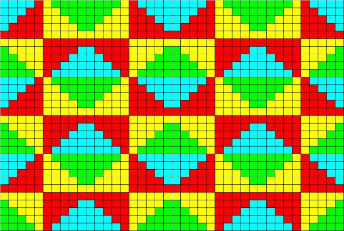 Counted cross stitch chart - triangle patchwork pattern