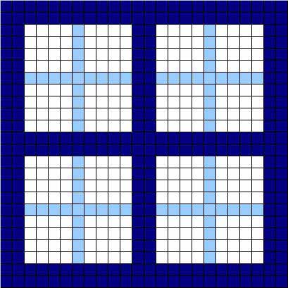 Counted cross stitch chart - blue checked pattern