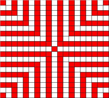 Counted cross stitch chart - red striped square