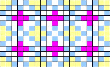 Counted cross stitch chart - pink and yellow crosses