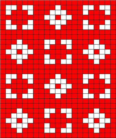 Counted cross stitch chart - red squares and diamonds