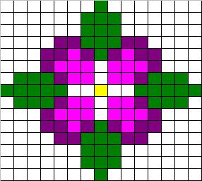 Counted cross stitch chart - violet flower with leaves