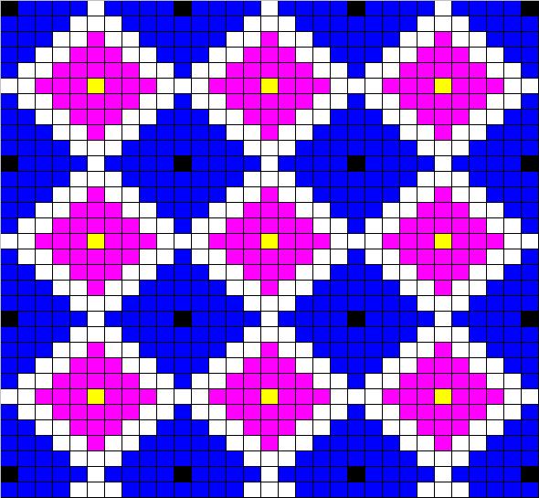 Counted cross stitch chart - pink and blue diamonds