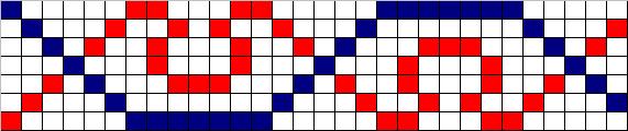 Counted cross stitch chart - red and blue pattern