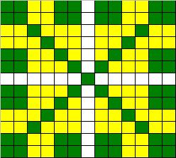 Counted cross stitch chart - yellow and green squares